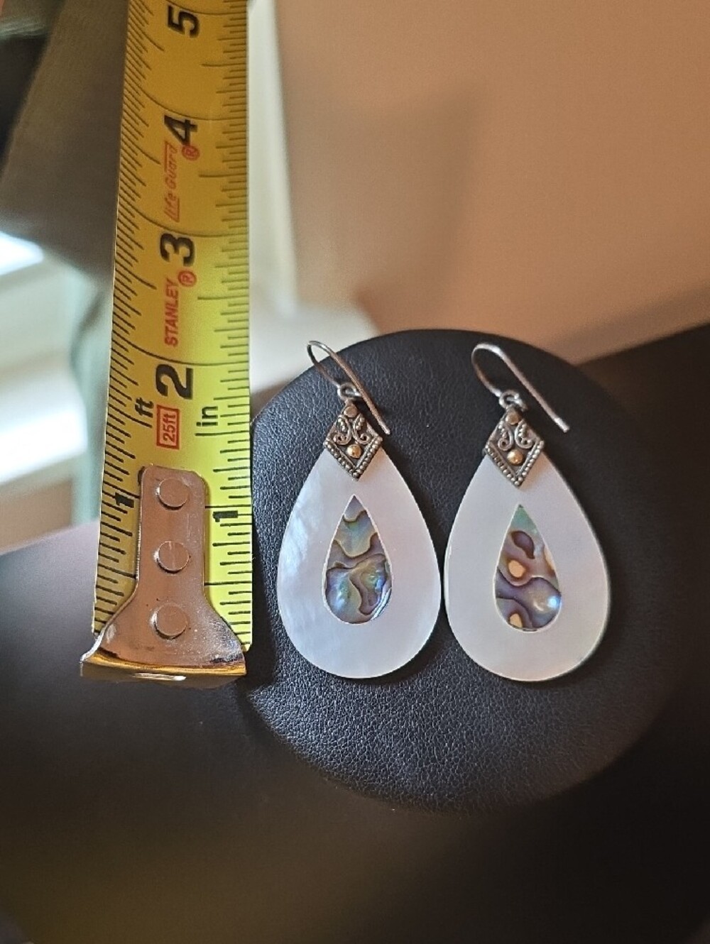 Vintage Robert Manse Bali Sterling Silver 18K Abalone Mother of Pearl Teardrop - Picture 7 of 7